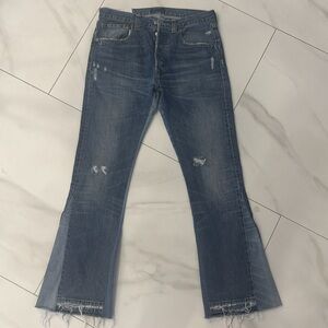 Levi’s 501 x Mdrn Art Custom Flare Leg Denim Jeans. Sz 33x31